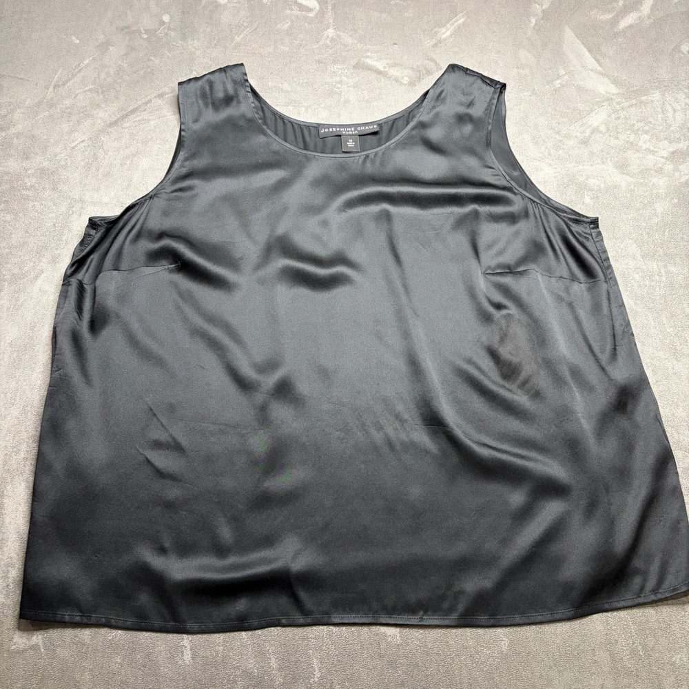 Josephine Chaus Tank Top Womens Sz 18 Black 100% Silk Blouse Professional Career